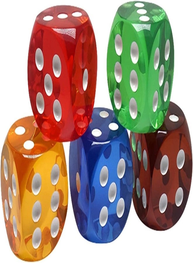 Tnyvm 5Pcs 25mm Professional-Grade Crystal Dice - Waterproof 6-Sided Precision Gaming Dice with Anti-Slip Numbers, Standard Size for Board Games, RPGs, Casino Nights (Transparent Color Set) - Image 1